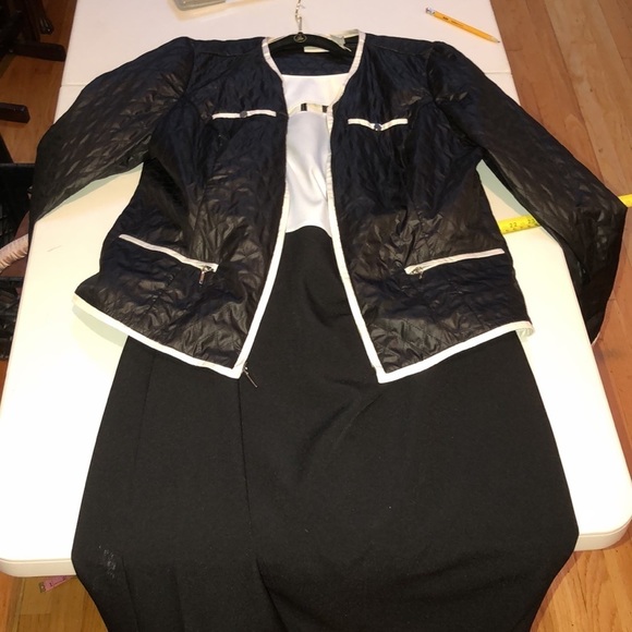 Adrianna Papell size 12 cream white & black dress with cut out at neck NWT - Picture 15 of 16